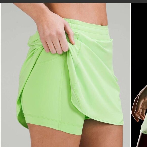 NWT New LULULEMON Hotty Hot High Rise Skirt Skort Scream Green Light SCGL 4 Long - Picture 5 of 6
